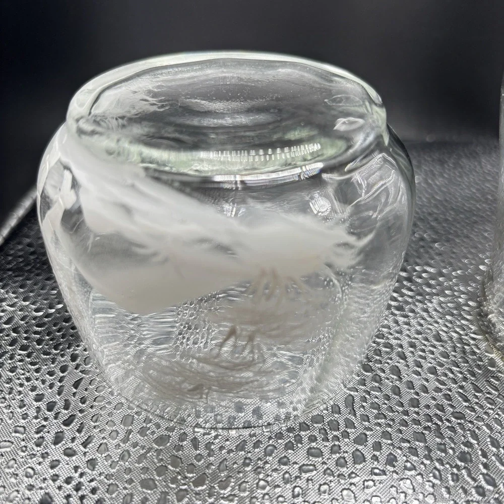 VTG Mary Gregory Style White Enamel Glass Creamer & Sugar Bowl Set Pristine Set